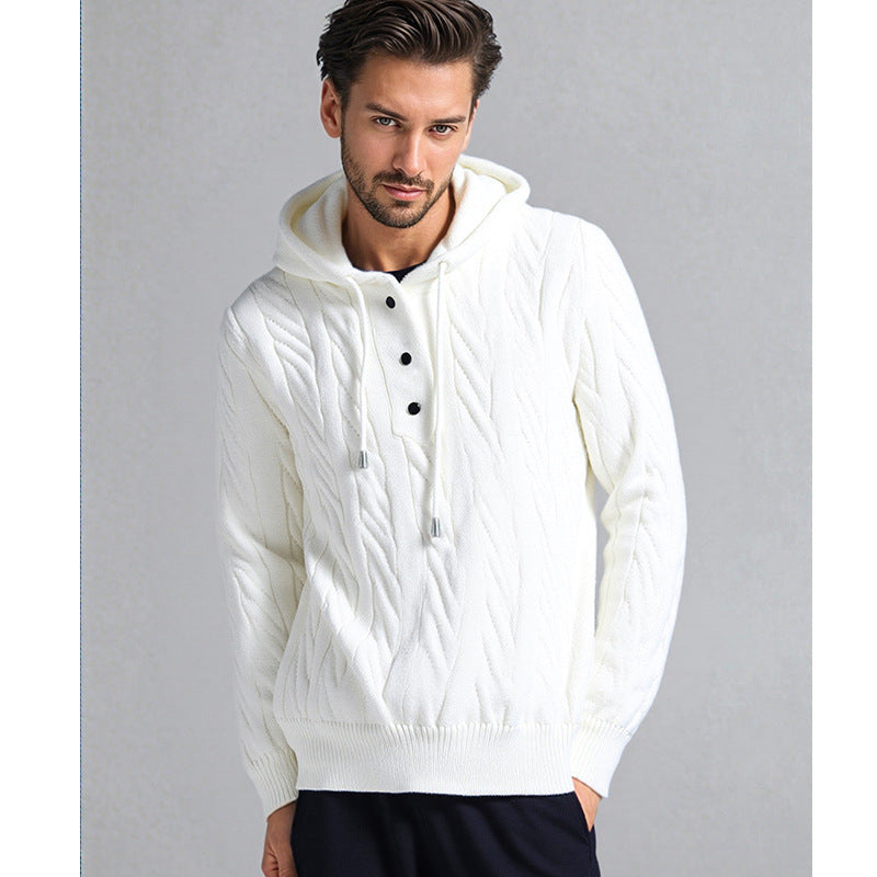Chunky knit hoodie for men with modern embossed pattern Lune London