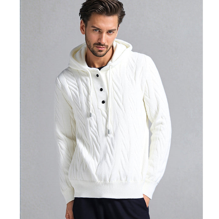 Chunky knit hoodie for men with modern embossed pattern Lune London