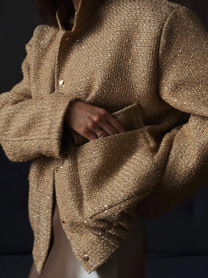 Ladies glamorous sparkling jacket with oversized fit and trendy pockets Amarae