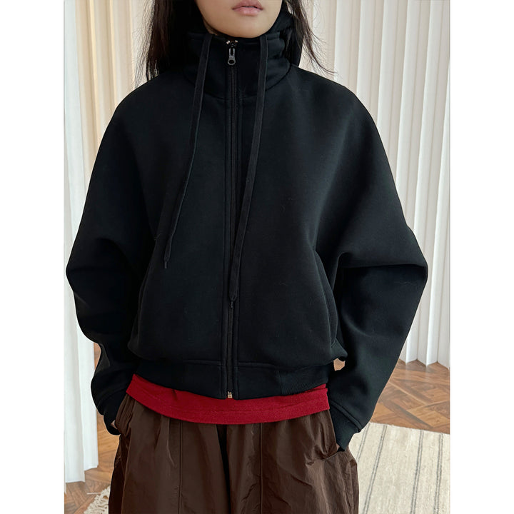 Women's cropped hoodie with high funnel collar and balloon sleeves Amarae