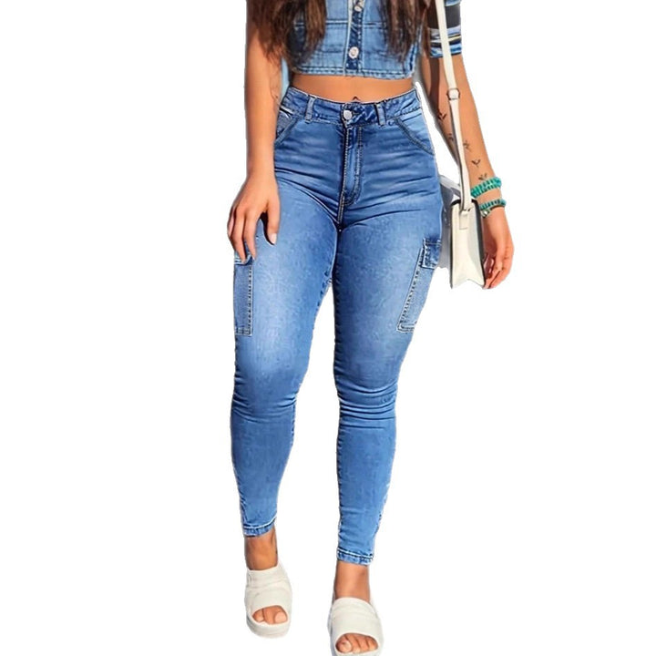 Women's high-waisted shaping skinny jeans with cargo pockets and super stretch denim Amarae