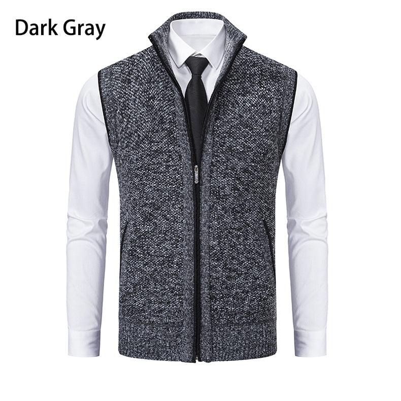 Men's Knit Vest with Zipper and Textured Design Lune London