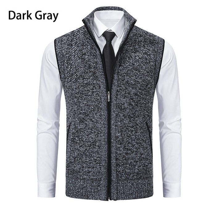 Men's Knit Vest with Zipper and Textured Design Lune London