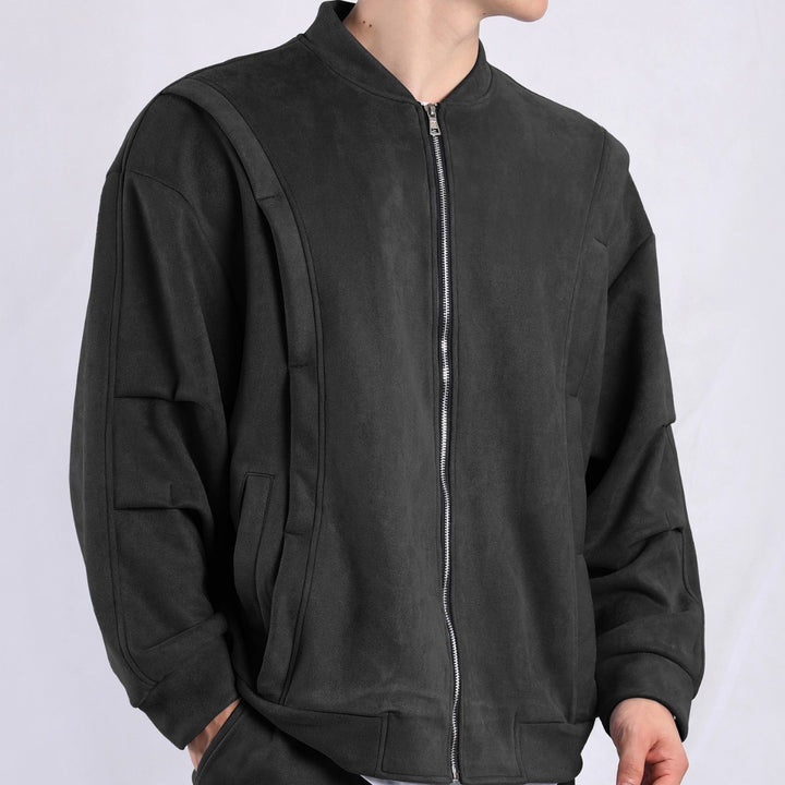 Stylish oversized jacket for women in soft faux leather with practical pockets and full zip Lune London