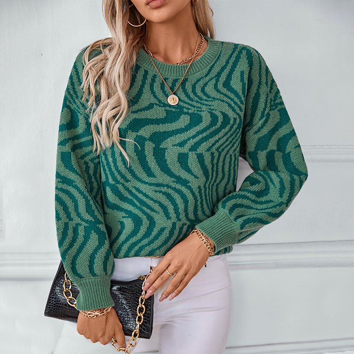 Unique wave pattern knit sweater for women Lune London