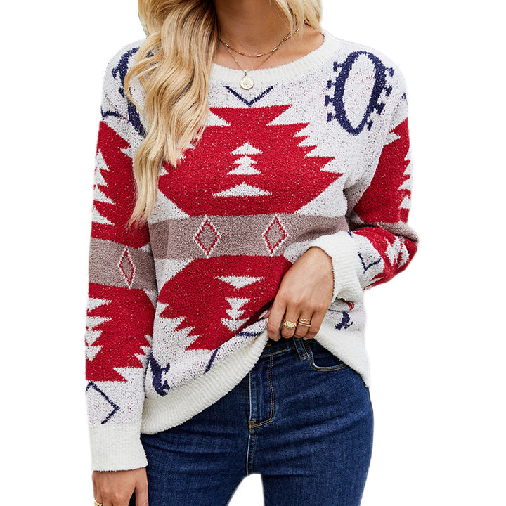 Knitted pattern sweater for women with modern ethnic pattern Lune London