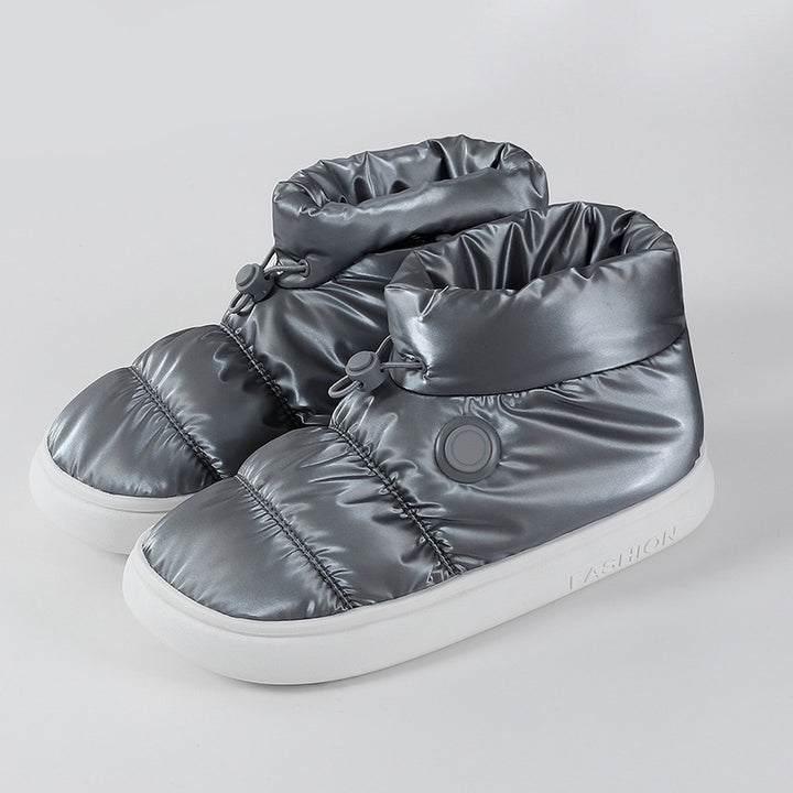 Unisex Wattierte Thermo-Hausschuhe mit rutschfester Sohle und verstellbarem Kordelzug Drune