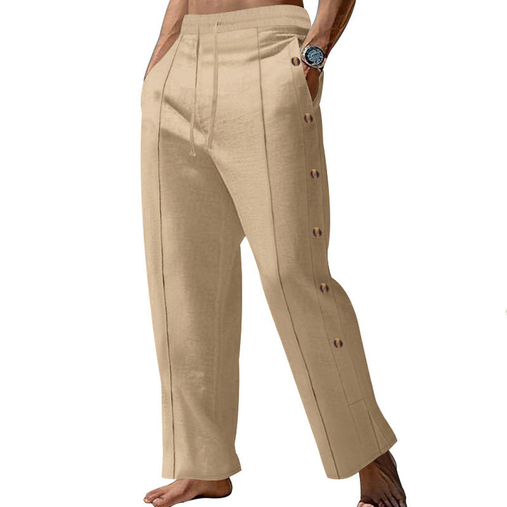 Chino pants for men with side buttons and elastic waist Lune London