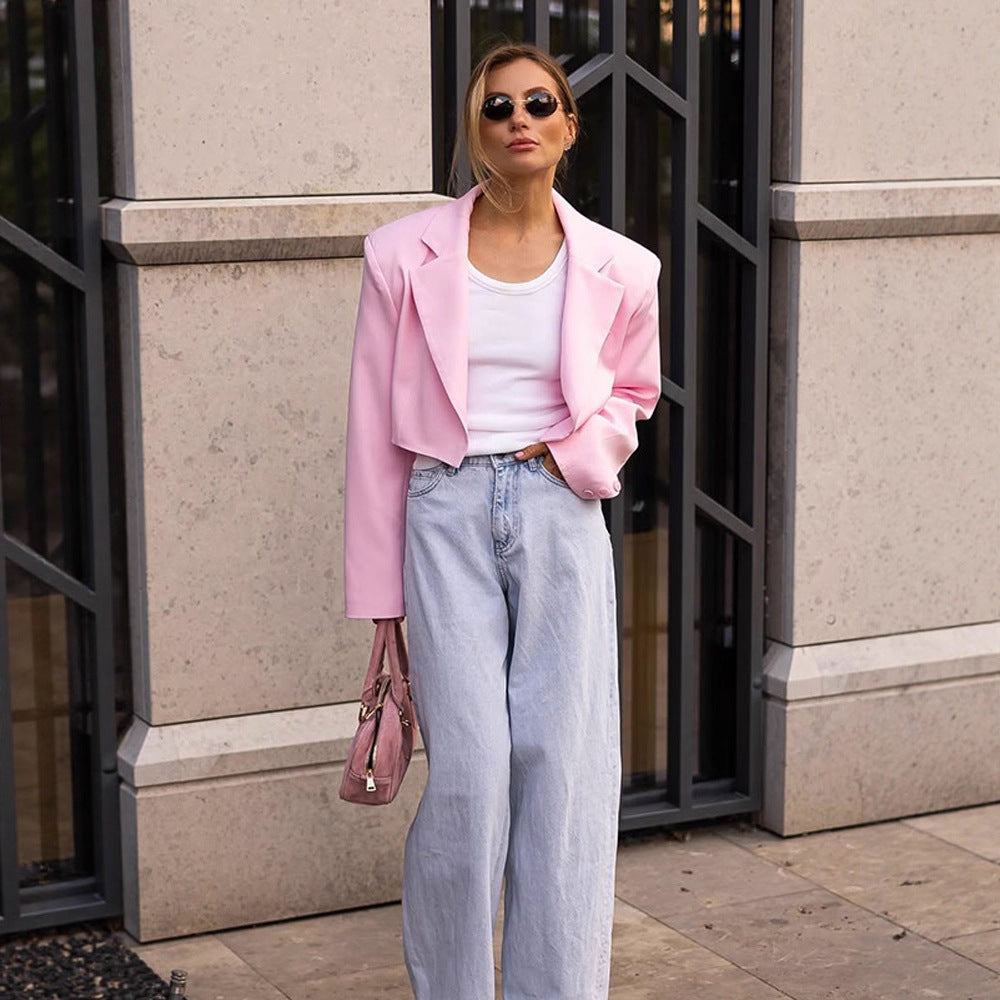 Women's Short Blazer and Maxi Skirt Two-Piece Set in Flowing Satin with Tailored Waist Amarae
