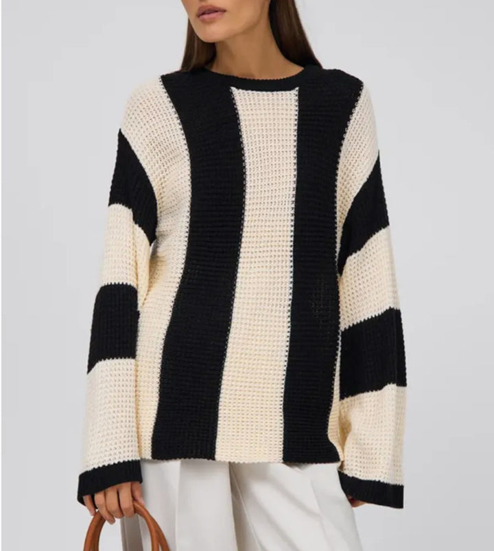Casual knit sweater for women with wide stripes Lune London