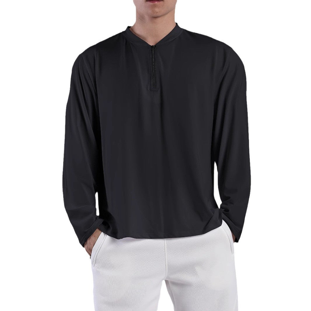 Functional long-sleeve shirt for men with high collar and zipper Lune London