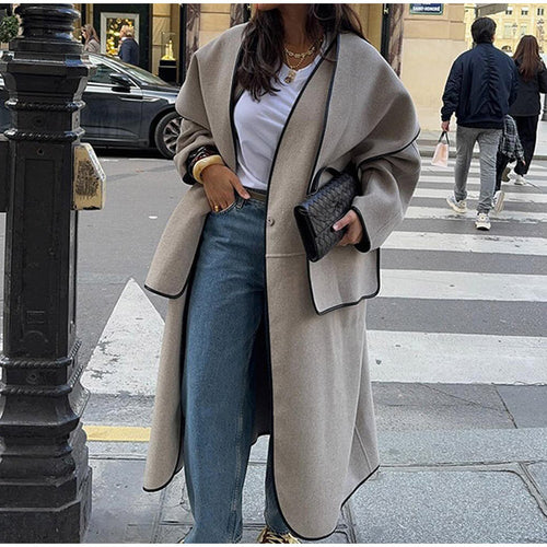 Ladies Oversized Wool Cape with Chic and Stylish Fashion Accents