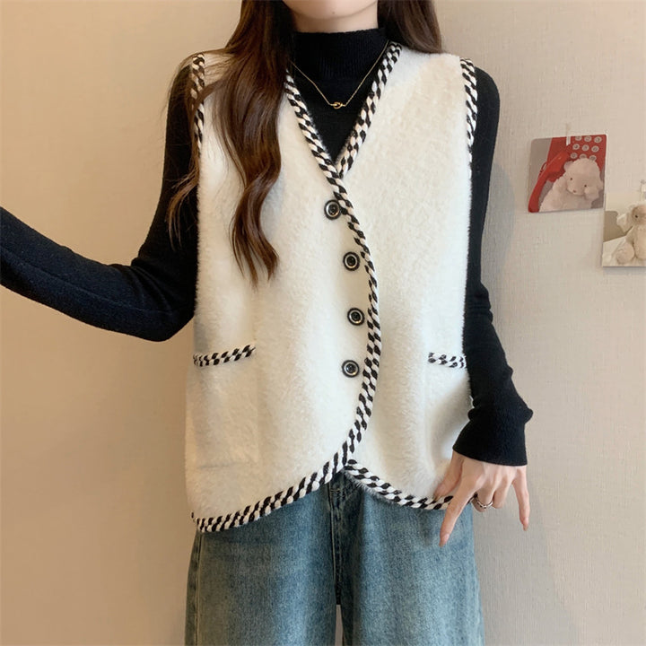 Women's vest with braided accents and button details Lune London