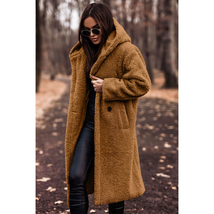 Cozy fleece coat for women with hoodie and practical pockets Lune London