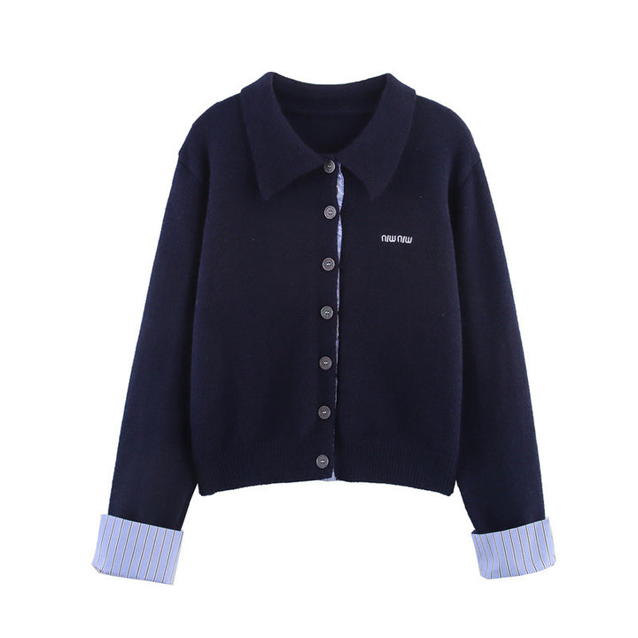 Women's knit set with shirt collar and pleated skirt Lune London