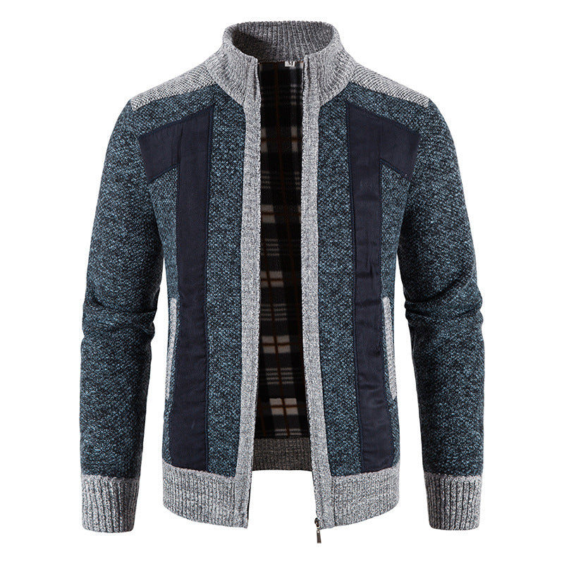 Fashionable men's knitted jacket with a unique cut and hidden zipper Lune London