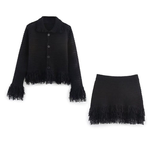 Thick knit jacket for women with fringes Amarae