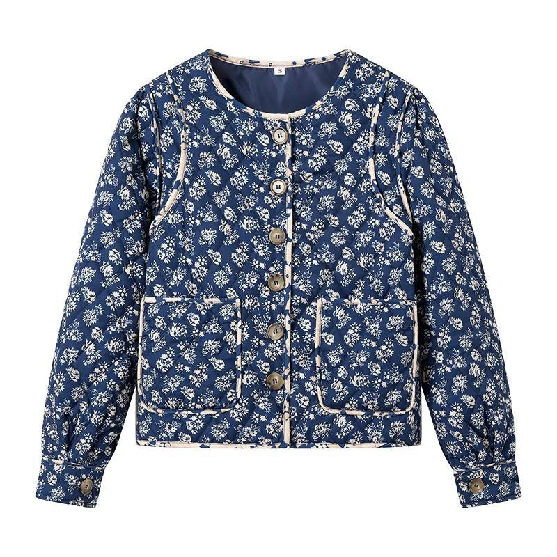Veste matelassée pour femmes avec motif floral et poches pratiques Chic & Stil