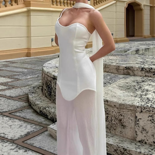 Women Elegant Long Evening Dress with Fluid Fabric and Strapless Amarae