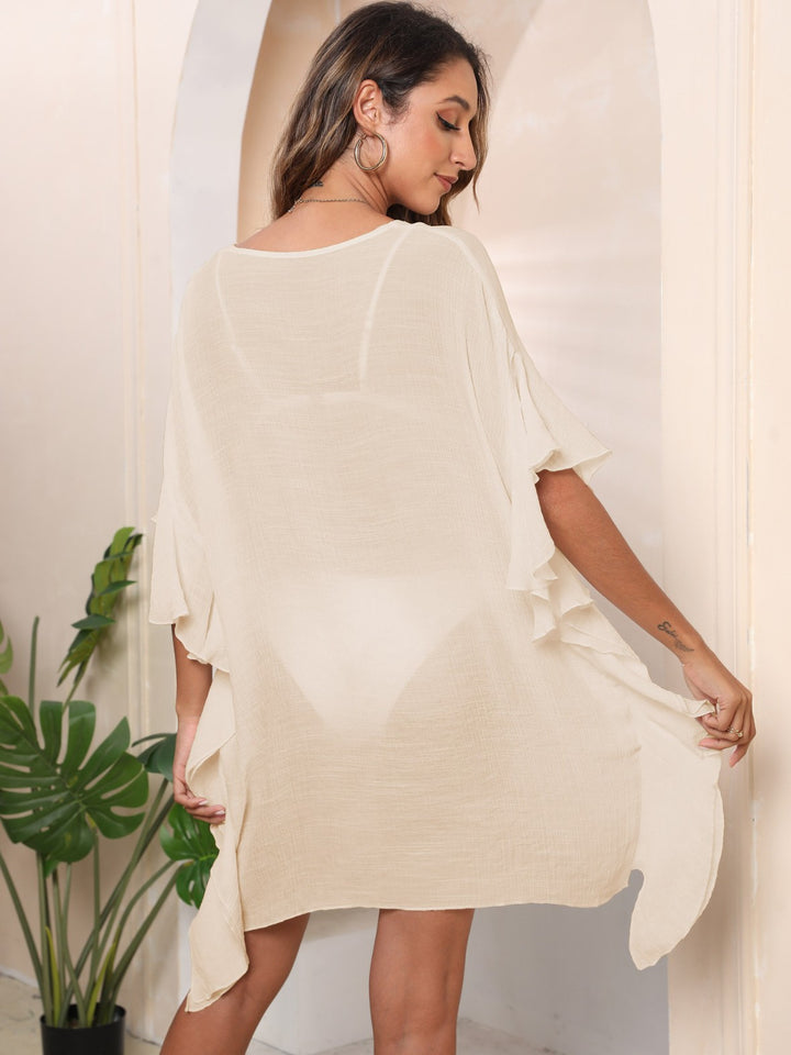 Ladies Floral Embroidered Beach Cover Tunic Lune London