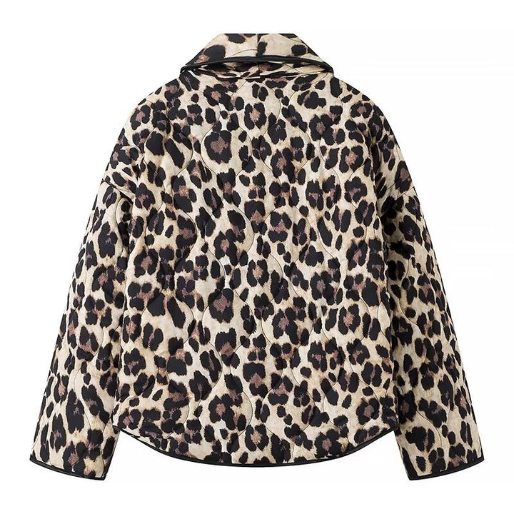 Quilted leopard print jacket for women with long sleeves Lune London