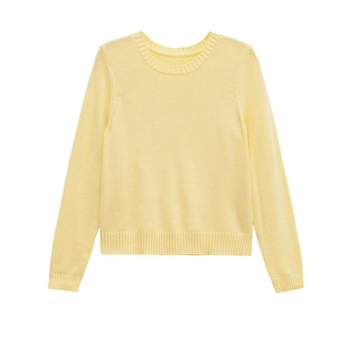Women's plush wool sweater with round neck and elastic cuffs Amarae