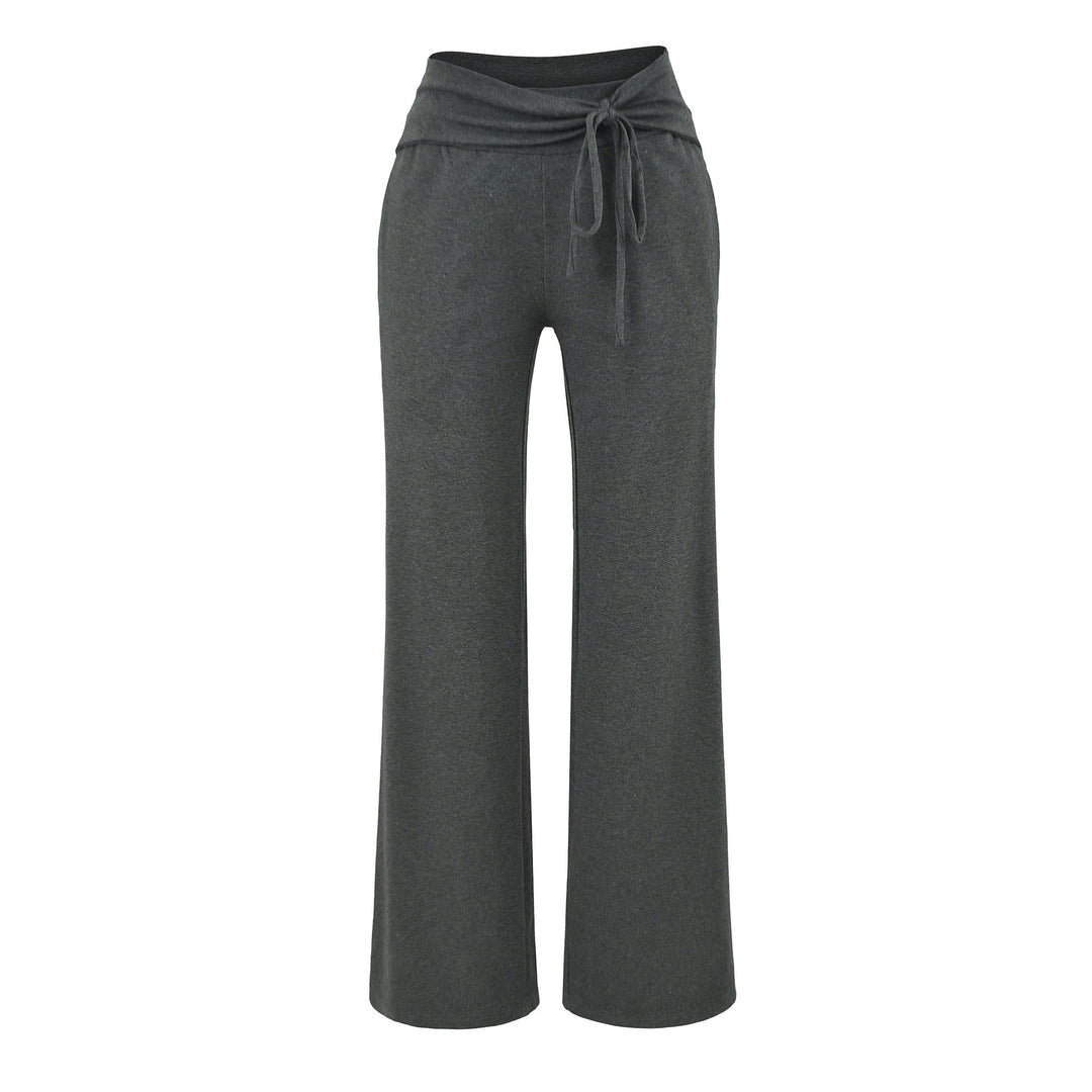 Women's Wide Jersey Lounge Pants with Folded Waistband and Drawstring Amarae