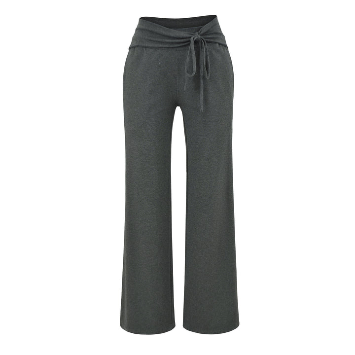 Women's Wide Jersey Lounge Pants with Folded Waistband and Drawstring Amarae
