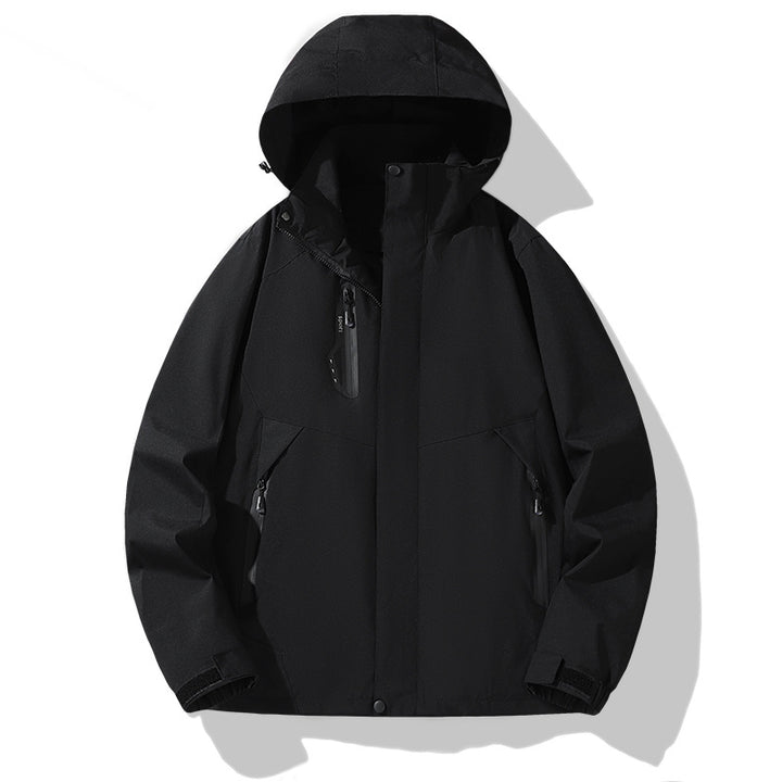 Men's softshell windbreaker with hood, waterproof zippers, and adjustable hem Amarae