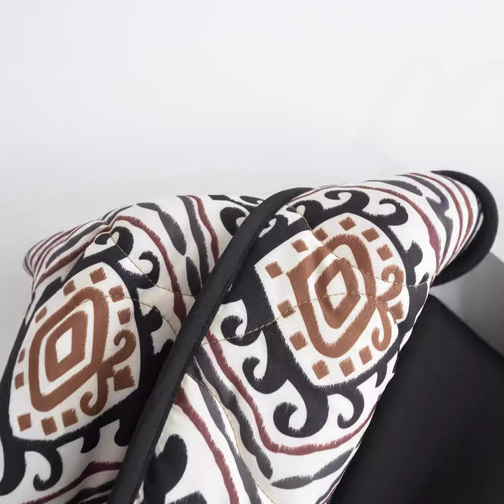 Women's Oversize Quilted Short Jacket in Kimono Style with Ethno Pattern Amarae