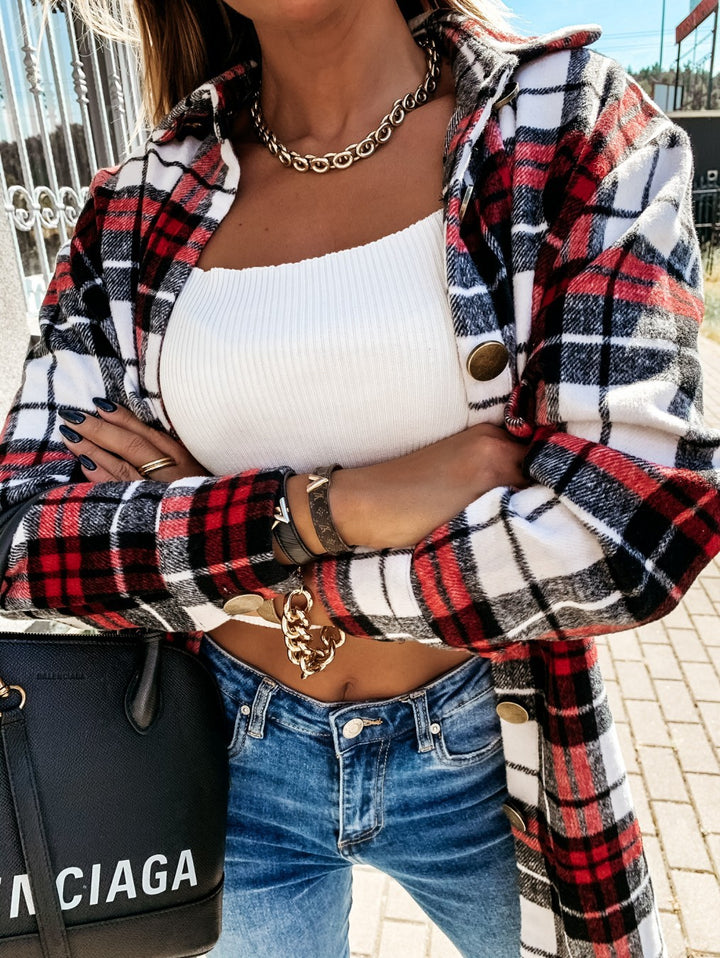 Ladies Chic Plaid Fleece Jacket