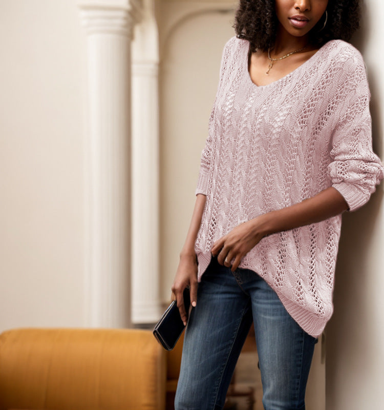 Airy knit sweater for women with ribbed texture and asymmetrical hem Lune London