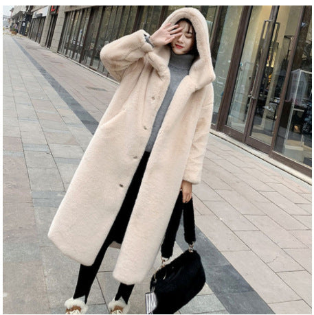 Ladies Oversized Soft Coat with High Collar and Chic Side Pockets