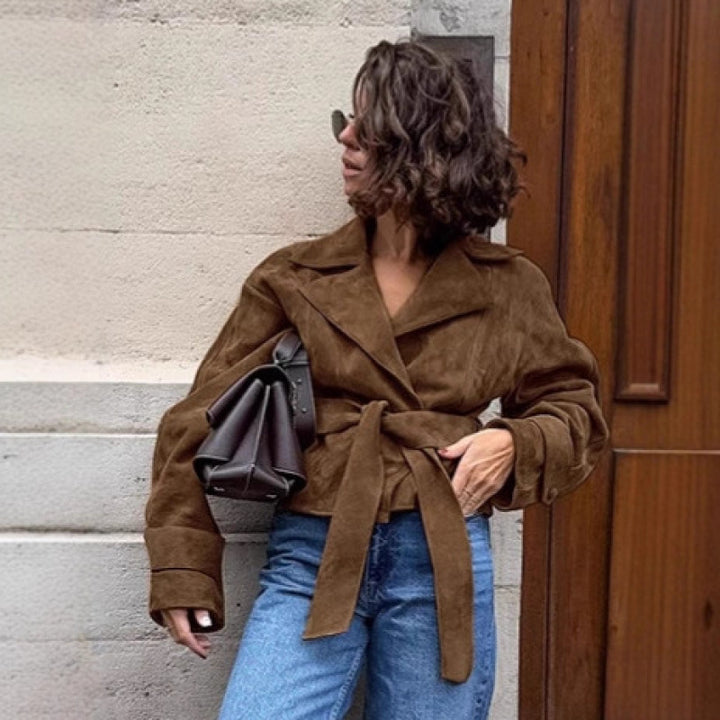 Faux suede jacket for ladies with tailored design Lune London