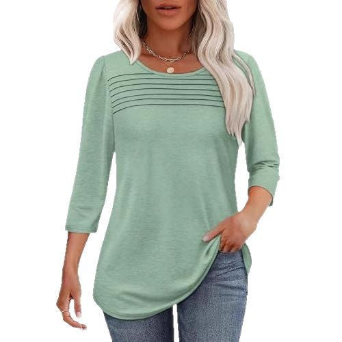 Women's Long Sleeve Shirt with Pleat Details Chic & Stil