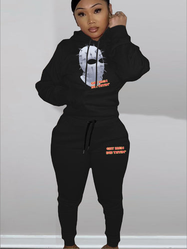 Women's hoodie and jogger set with chic and stylish artistic graphic print