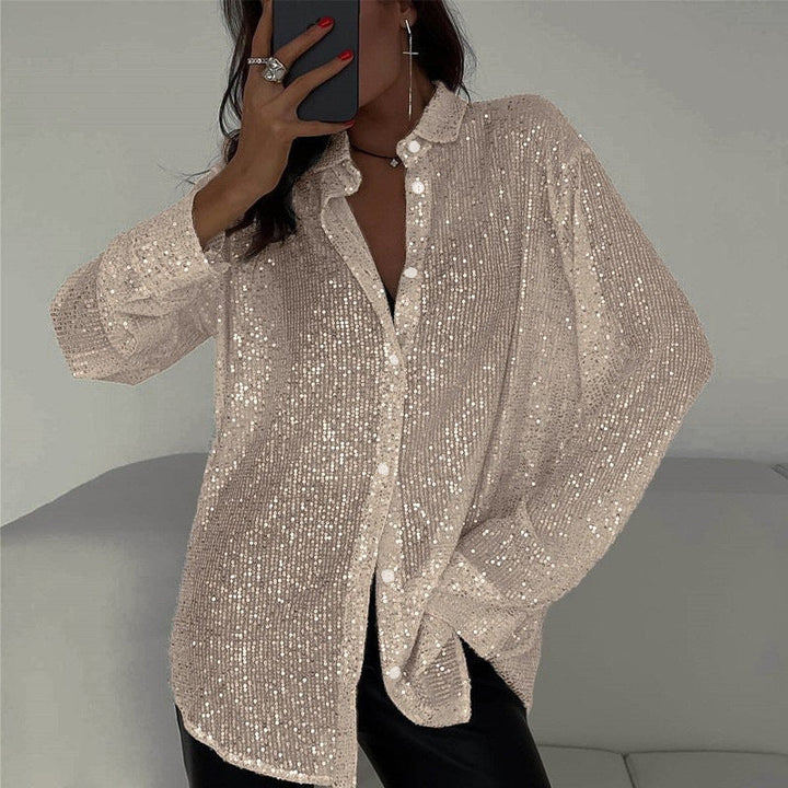 Women's Glittering Oversized Shirt Blouse Amarae