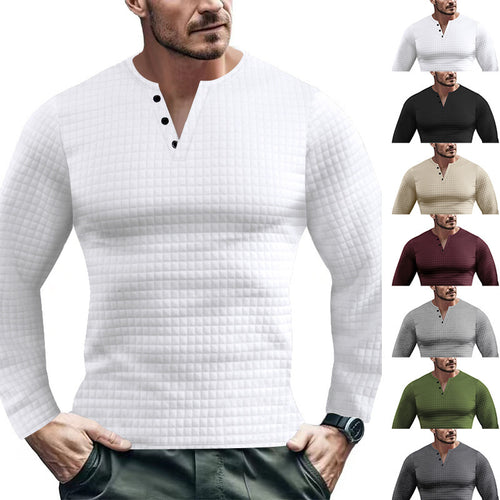 Long sleeve shirt for men with textured design and button placket Amarae