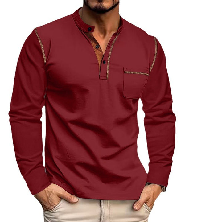Fashionable long-sleeve shirt for men with contrasting details and a chest pocket Lune London