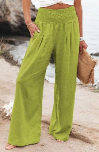 Light linen pants for women with elastic waist and wide fit Lune London