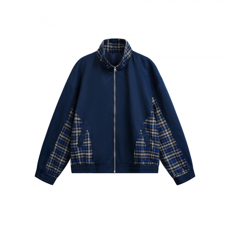 Men's lightly padded bomber jacket with check inserts and stand-up collar Amarae