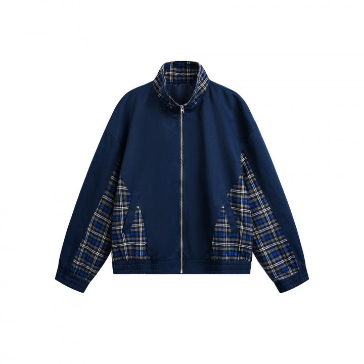Men's lightly padded bomber jacket with check inserts and stand-up collar Amarae
