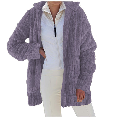 Cozy plush jacket for women with practical pockets Amarae
