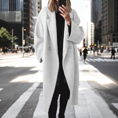 Oversized wool coat for women with double-breasted Amarae