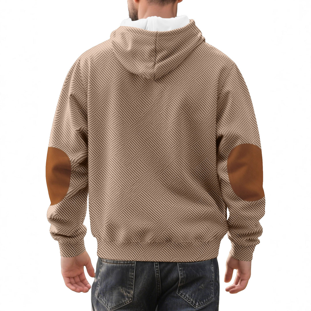 Trendy hooded sweater for men in textured material with chic and stylish accents
