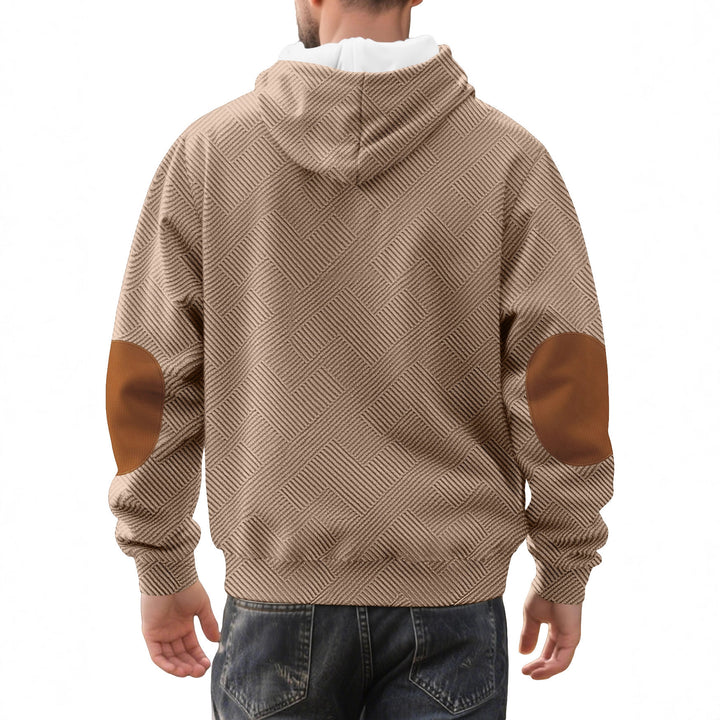 Trendy hooded sweater for men in textured material with chic and stylish accents