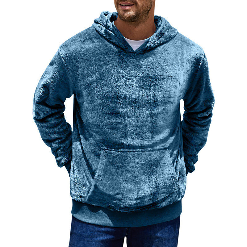 Men's cozy fleece hoodie with kangaroo pocket and hood Lune London