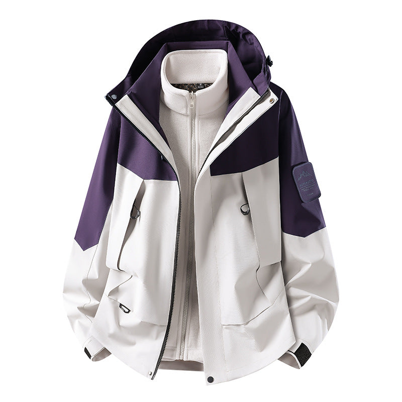 Unisex waterproof two-layer softshell rain jacket with removable fleece lining and hood Amarae
