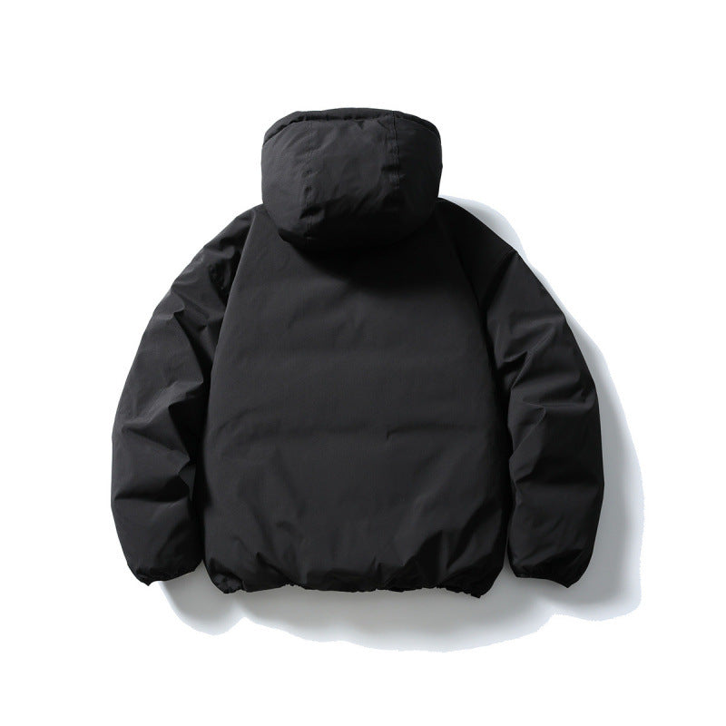 Unisex Boxy Padded Hoodie with Drawstring, Concealed Snap Placket and Utility Arm Pocket Amarae