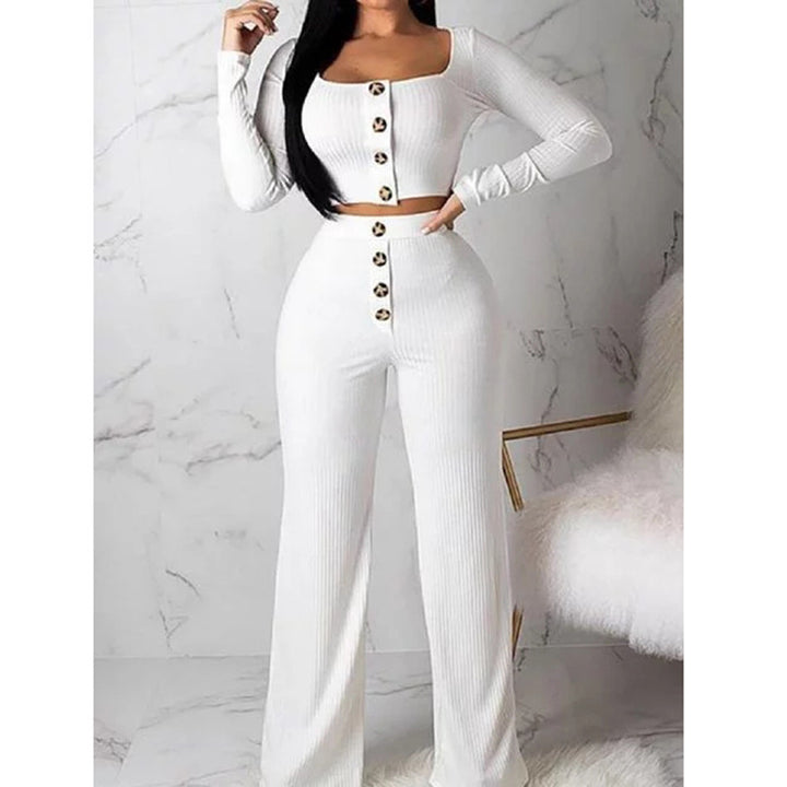Ladies Comfortable and Elegant Knit Set 2 Pieces with Chic Button Details and Style